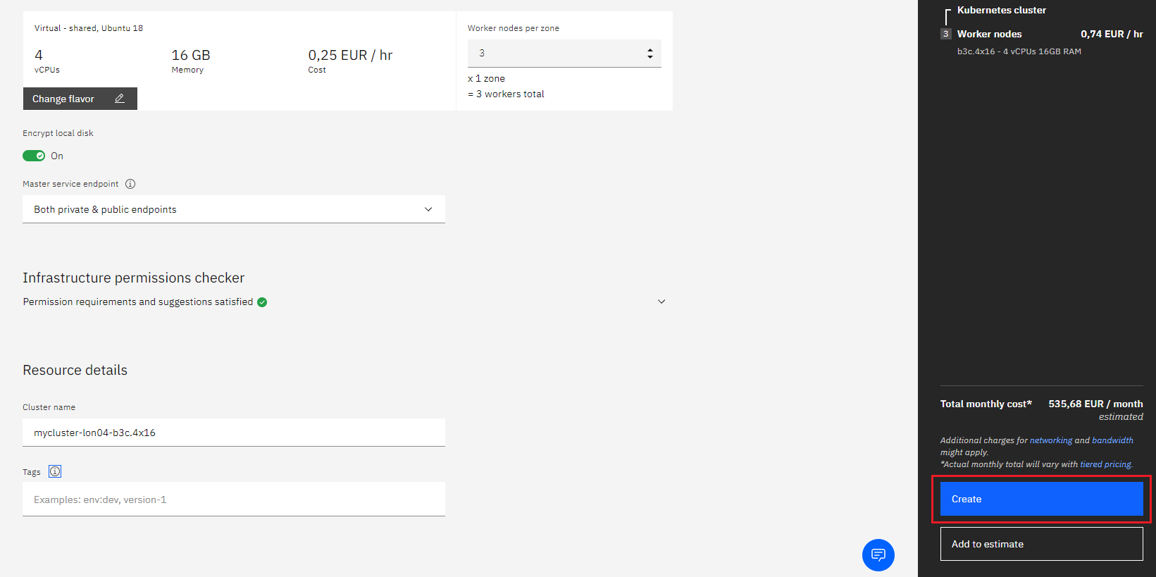 IBM new cluster creation