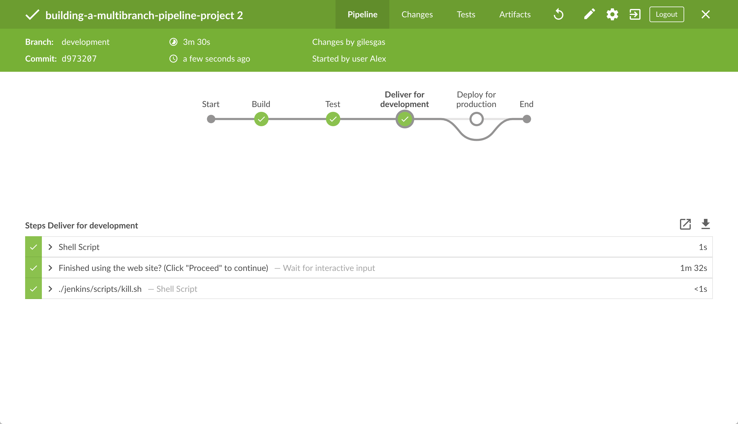 Complete Pipeline runs successfully on the 'development' branch